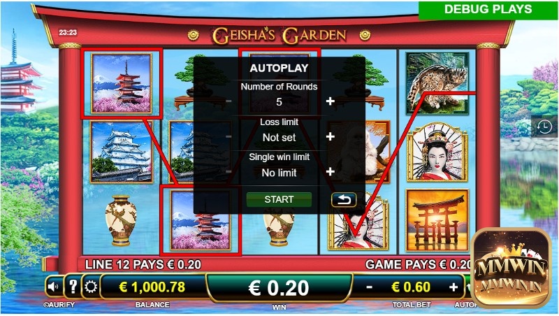 Người chơi có thể dùng Autoplay để tự động chơi với số vòng từ 5 đến 1000 lần