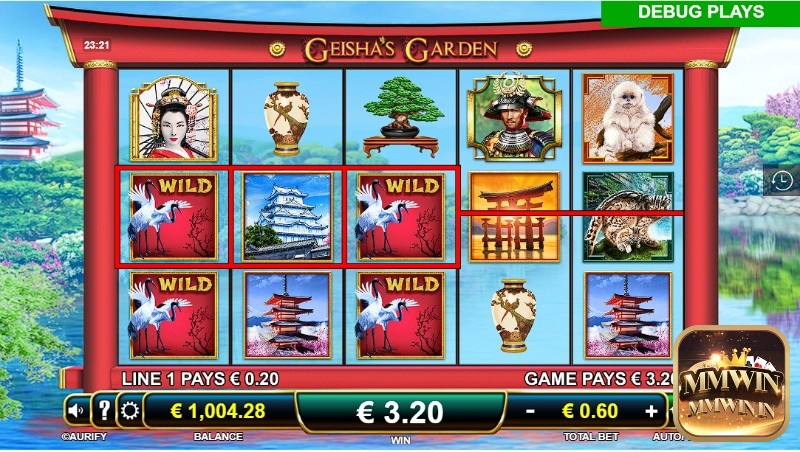 Biểu tượng Wild trong Geisha garden là hình ảnh hai con cò xuất hiện trên cuộn quay