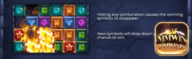 Các biểu tượng thắng sẽ biến mất khỏi guồng và được thay thế bằng các biểu tượng mới