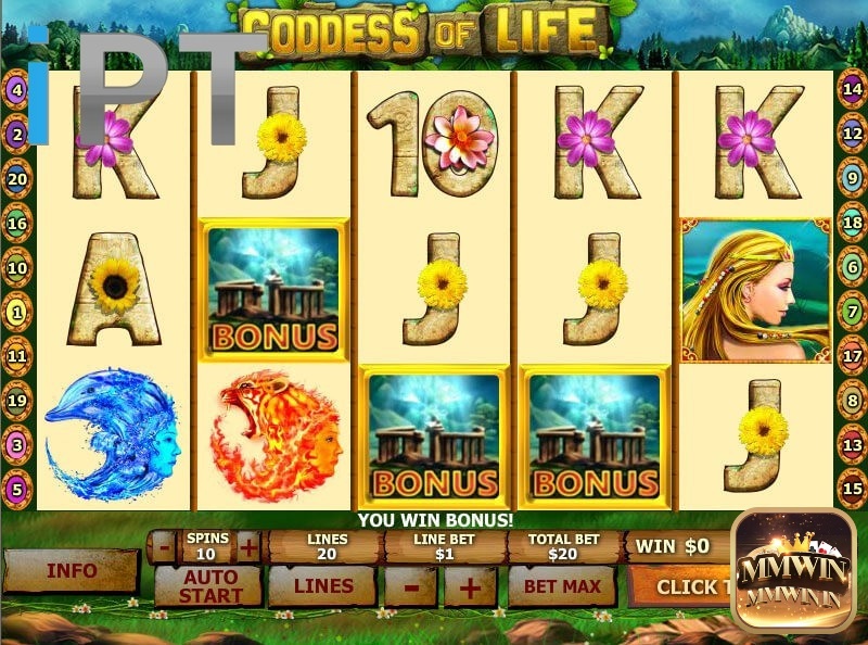Lối chơi và biểu tượng của trò chơi slot Goddess of Life tạo ra một trải nghiệm hấp dẫn và cơ hội giành được các cấp thưởng hấp dẫn 