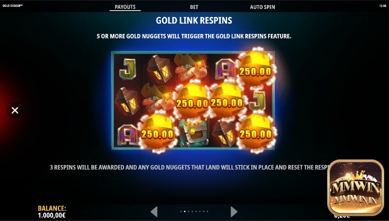 5 biểu tượng Nugget trở lên kích hoạt Gold Link Respins