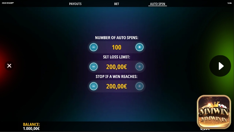 Tính năng AutoPlay cho phép người chơi chọn số dòng cược và giới hạn cược