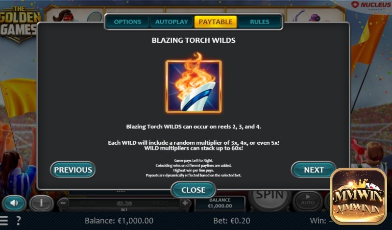 Biểu tượng Blazing Torch Wild chỉ được tìm thấy trên các cuộn 2, 3 và 4