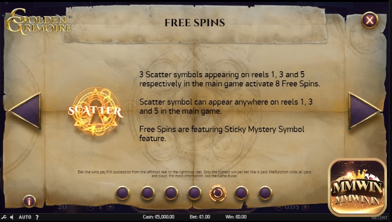 Người chơi nhận được 8 vòng quay khi 3 biểu tượng Scatter xuất hiện